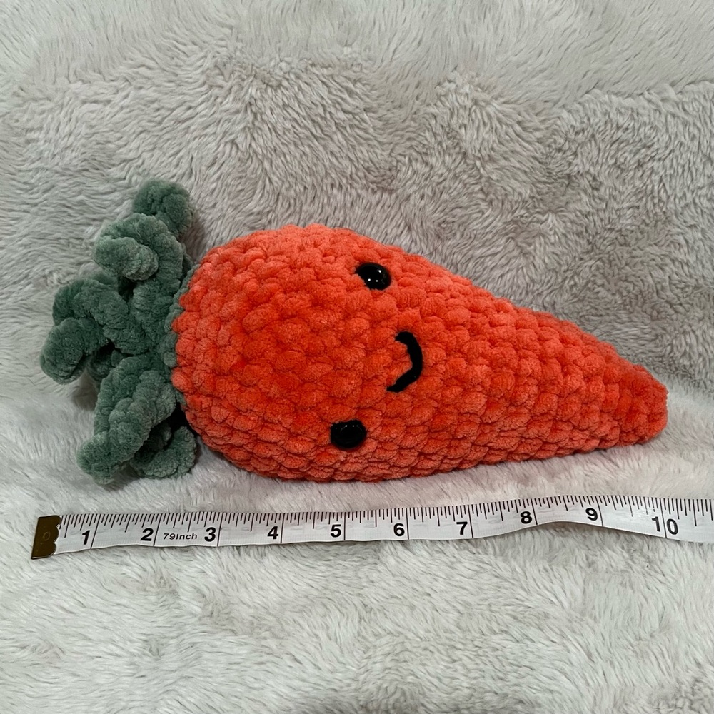Handmade Crochet Carrot Plush - Amigurumi Stuffed Animal - Picture 2 of 3